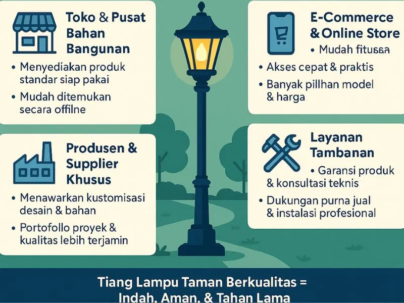 Tempat Membeli Tiang Lampu Taman Berkualitas